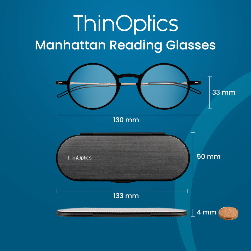 ThinOptics Manhattan Reading Glasses & Milano Case