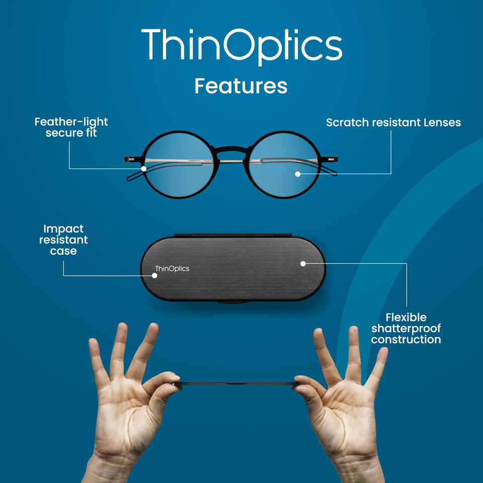 ThinOptics Manhattan Reading Glasses & Milano Case