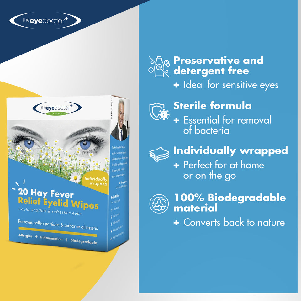 The Eye Doctor Biodegradable Hay Fever Relief Eyelid Wipes